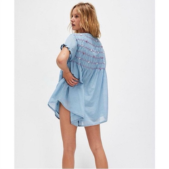 Free People Womens Victoria Babydoll Romper Size S Coquette Soft Girl Feminine - Picture 5 of 16